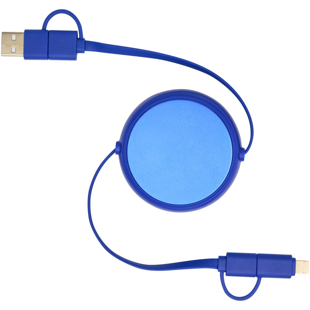 Alasia 5-in-1 100 cm recycled plastic and aluminium retractable data sync and 45W fast charge cable