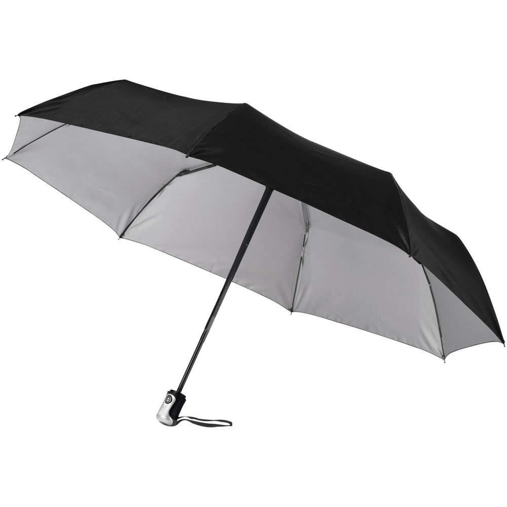 Alex 21.5" foldable auto open/close umbrella - Black, Silver