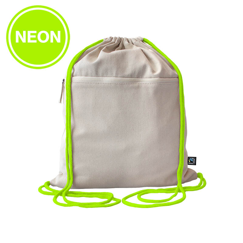 Fairtrade cotton gymbag Toni, cord colour - Neon Yellow