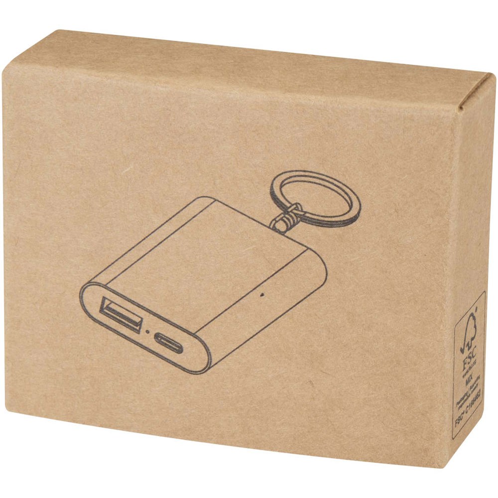 Arcturus 2000 mAh recycled aluminium power bank with keychain