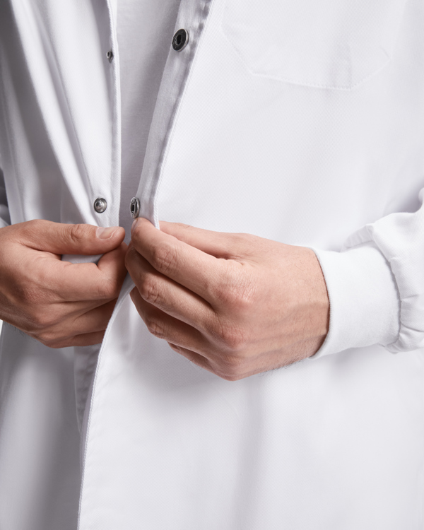 MEDERI CUFF SNAPS LABCOAT S/XS WHITE