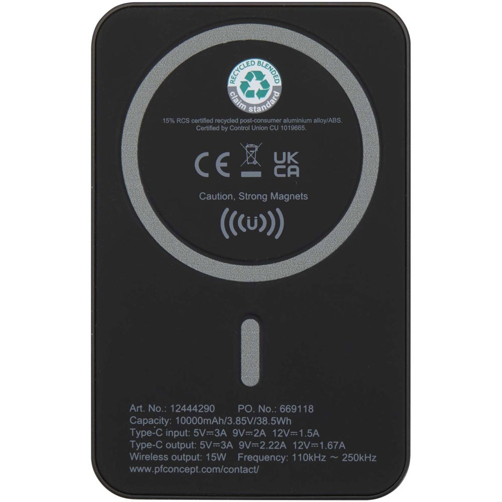 Acrab 10.000 mAh 15W magnetic wireless power bank with 20W PD - made from recycled plastic