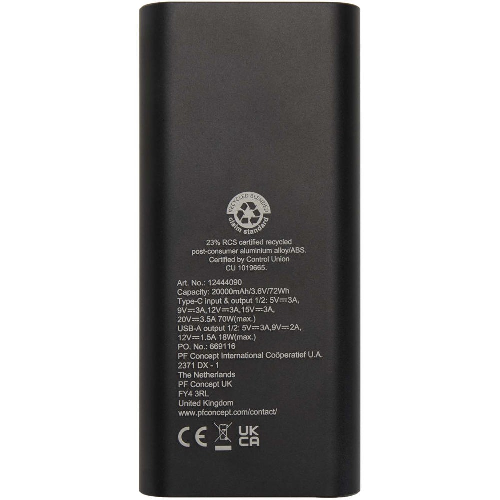 Acamar 20.000 mAh 70W recycled aluminium laptop power bank