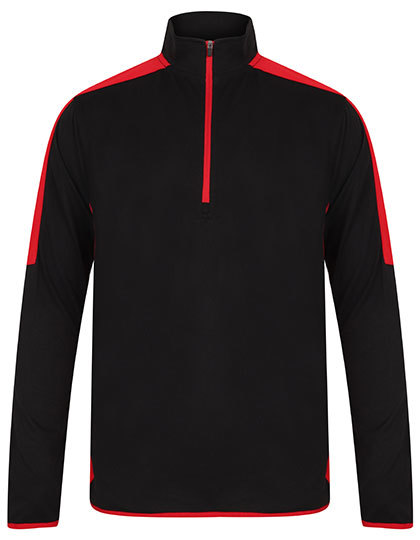 Finden+Hales - Adults 1/4 Zip Midlayer With Contrast Panelling - Black, Red