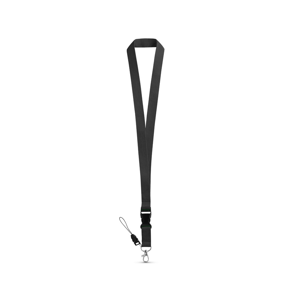 ANQUETIL. Lanyard από πολυεστέρα με μεταλλικό καραμπίνερ - Μαύρο