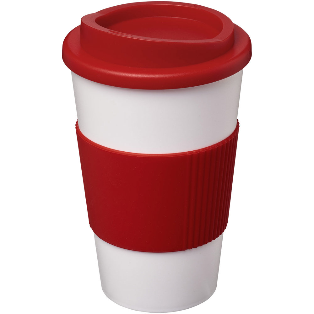 Americano® 350 ml insulated tumbler with grip - White, Red