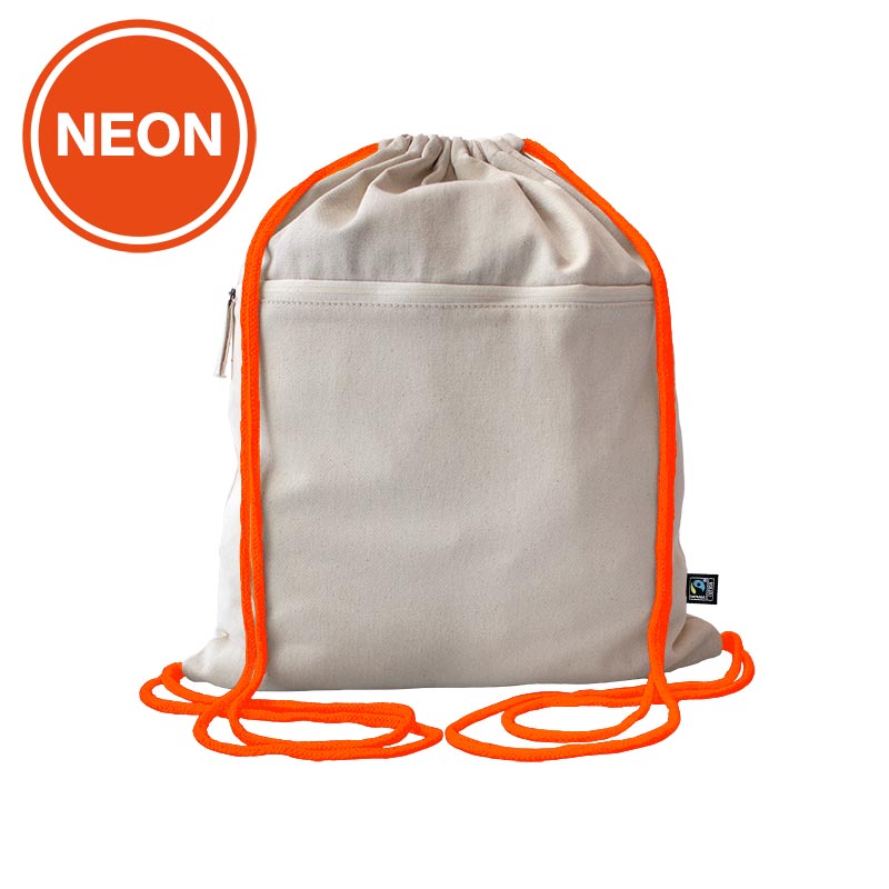 Fairtrade cotton gymbag Toni, cord colour - Neon Orange