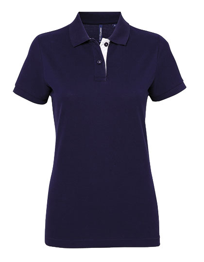 Asquith & Fox - Women´s Classic Fit Contrast Polo - Navy, White