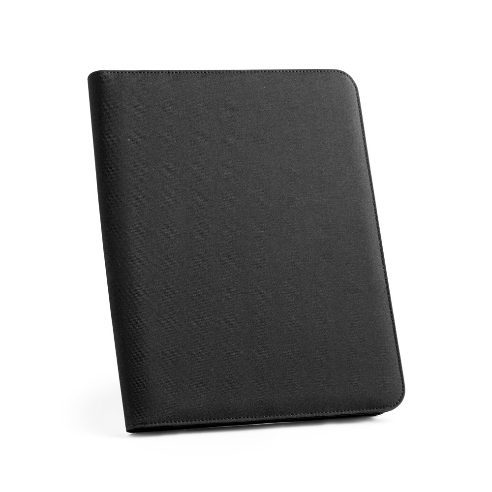 EMERGE FOLDER. Φάκελος Α4 σε ανακυκλωμένο πολυεστέρα (100% rPET) 300D με φερμουάρ - Μαύρο