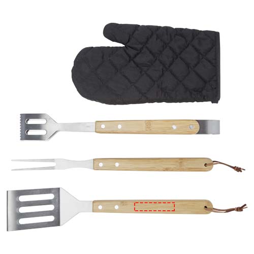 Gril 3-piece BBQ tools set and glove 
