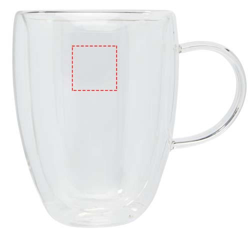 Manti 2-piece 350 ml double-wall glass cup with bamboo coaster 