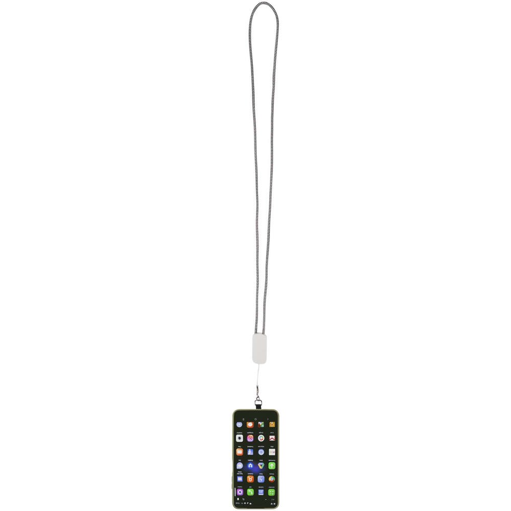Anser recycled plastic smartphone lanyard with 27W 5-in-1 built-in cable