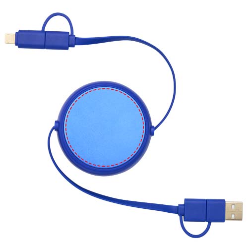 Alasia 5-in-1 100 cm recycled plastic and aluminium retractable data sync and 45W fast charge cable