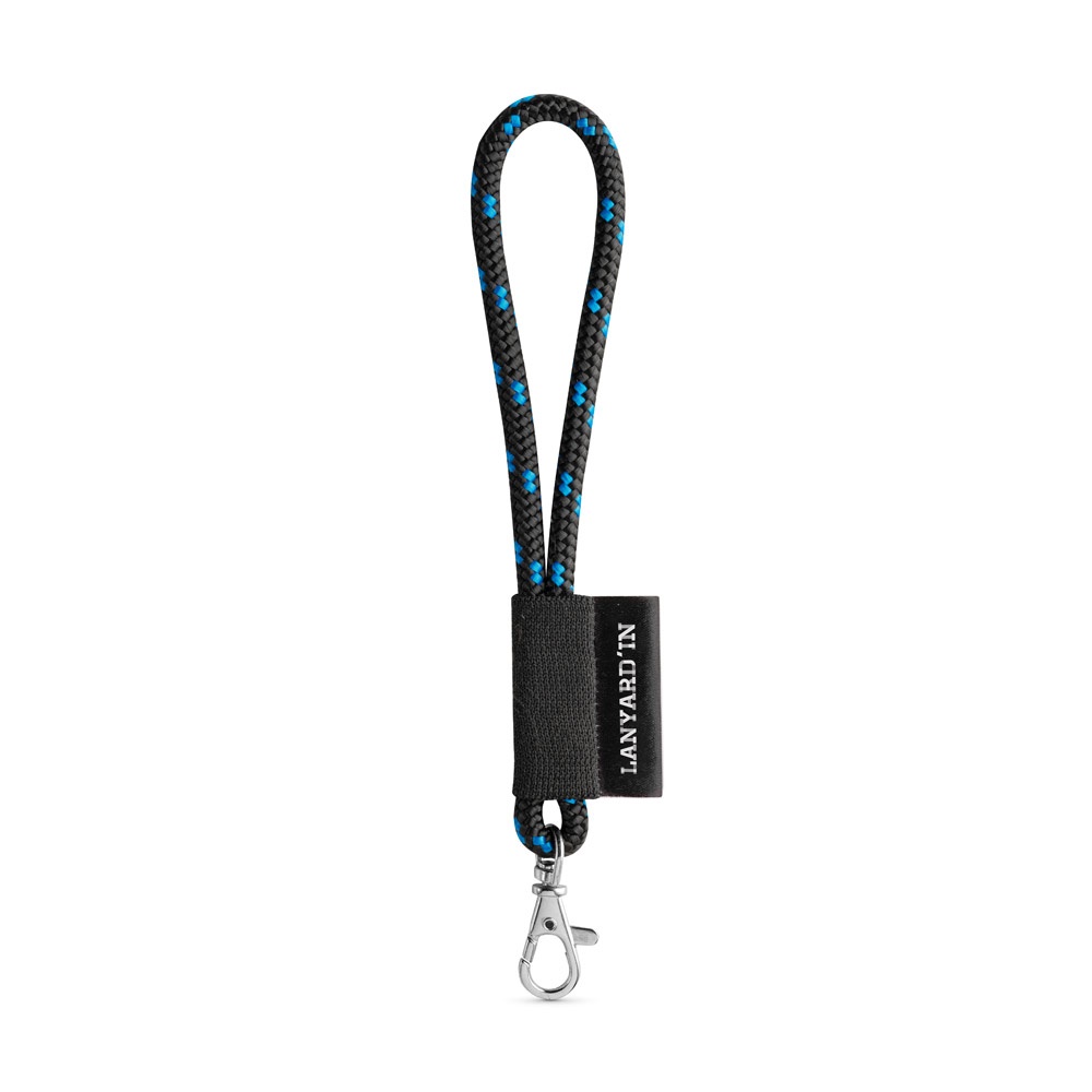 75092. Κορδόνι NAUTIC Short (Ø 7 mm) σετ με καραμπίνερ πύλης 9 mm - Μαύρο, Μπλε ρουά
