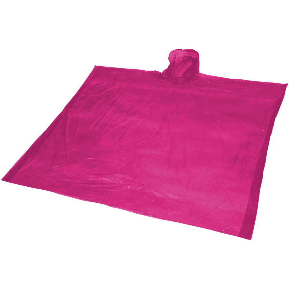 Ziva disposable rain poncho with storage pouch - Pink