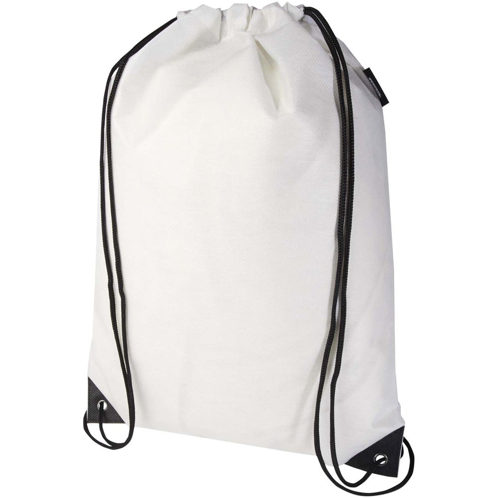 Evergreen GRS recycled non-woven drawstring bag 5L - White