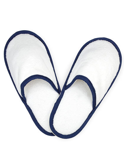 The One Towelling® - Slippers - White, Navy Blue
