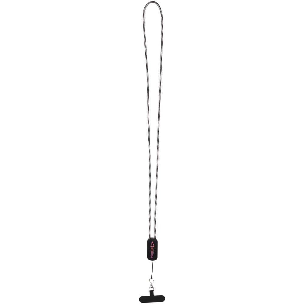Anser recycled plastic smartphone lanyard with 27W 5-in-1 built-in cable