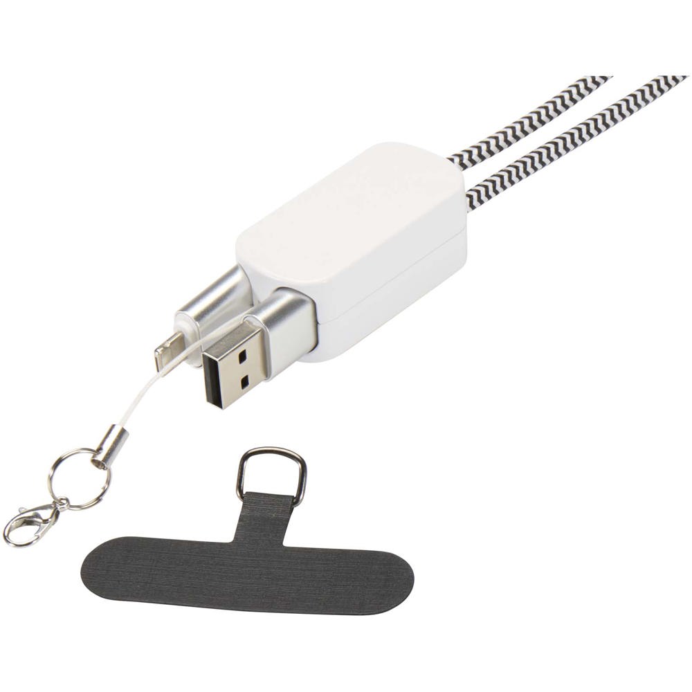 Anser recycled plastic smartphone lanyard with 27W 5-in-1 built-in cable