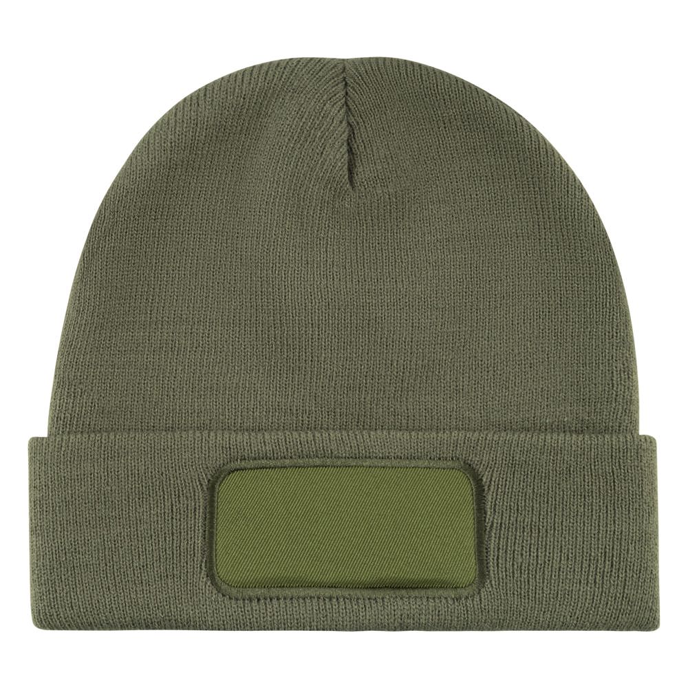 Knitted hat with label - Olive green (PMS 7764c) / Olive green
