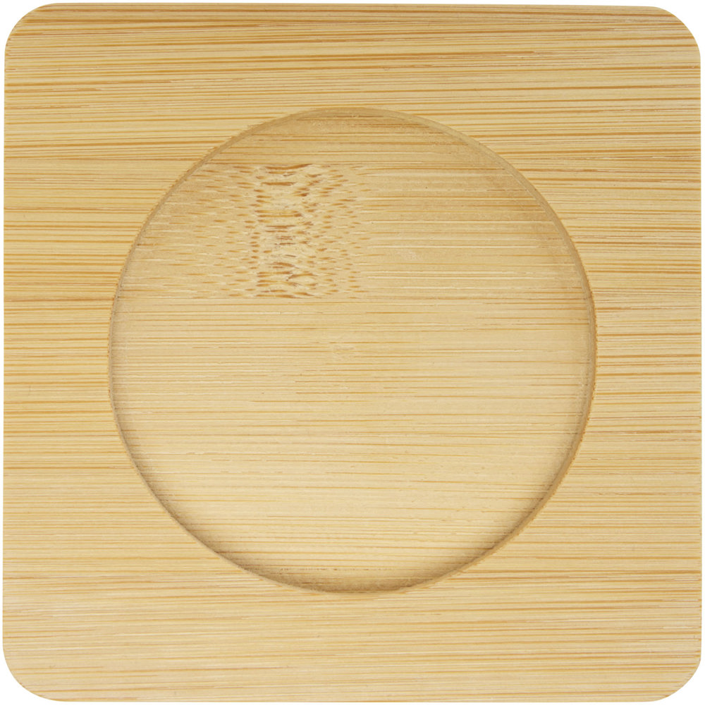 Manti 2-piece 250 ml double-wall glass cup with bamboo coaster 