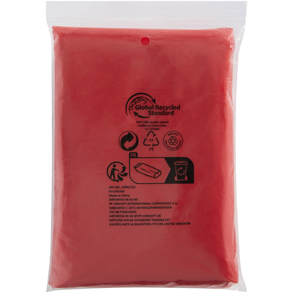 Mayan recycled plastic disposable rain poncho with storage pouch