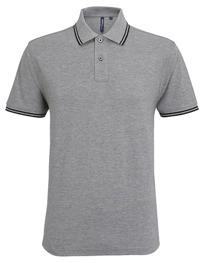 Asquith & Fox - Men´s Classic Fit Tipped Polo - Heather grey, Black