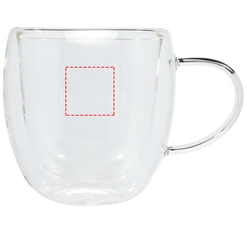 Manti 2-piece 250 ml double-wall glass cup with bamboo coaster 