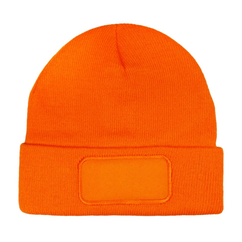 Knitted hat with label - Orange (PMS 165c) / Orange