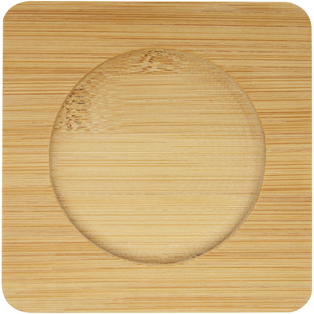Manti 2-piece 350 ml double-wall glass cup with bamboo coaster 