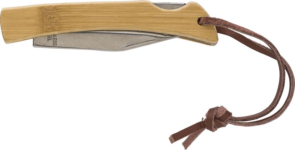 Stainless steel and bamboo foldable knife Beckett - Brown