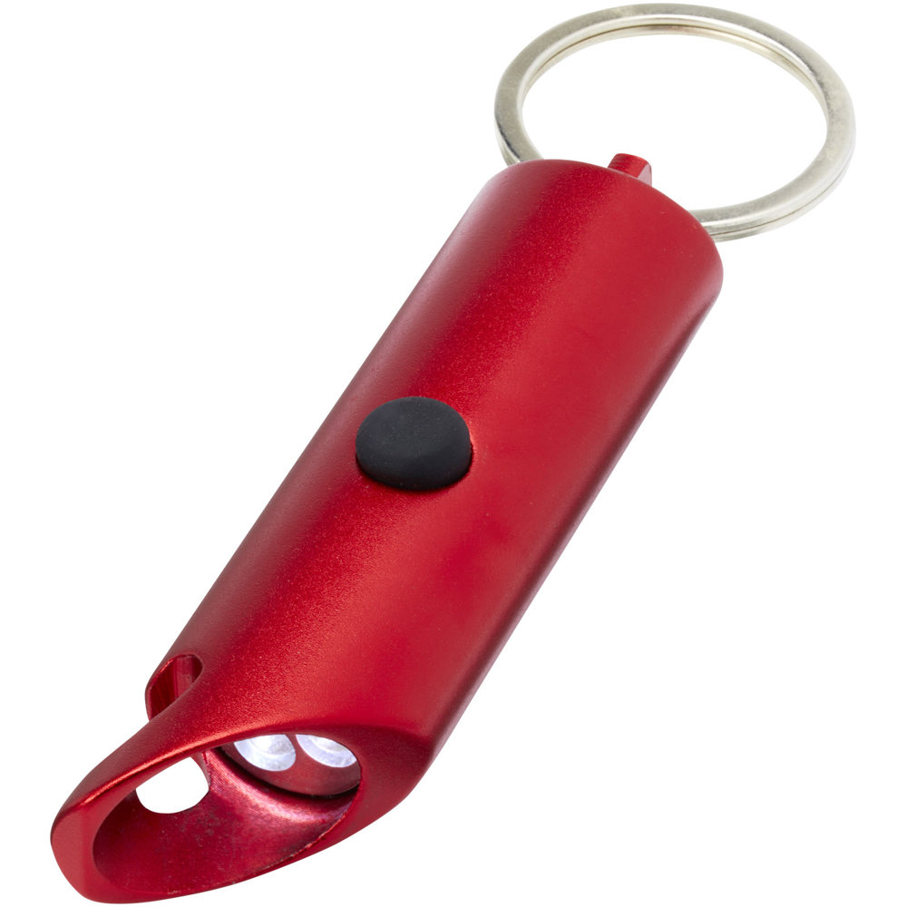 Flare RCS recycled aluminium IPX LED light and bottle opener with keychain - Red