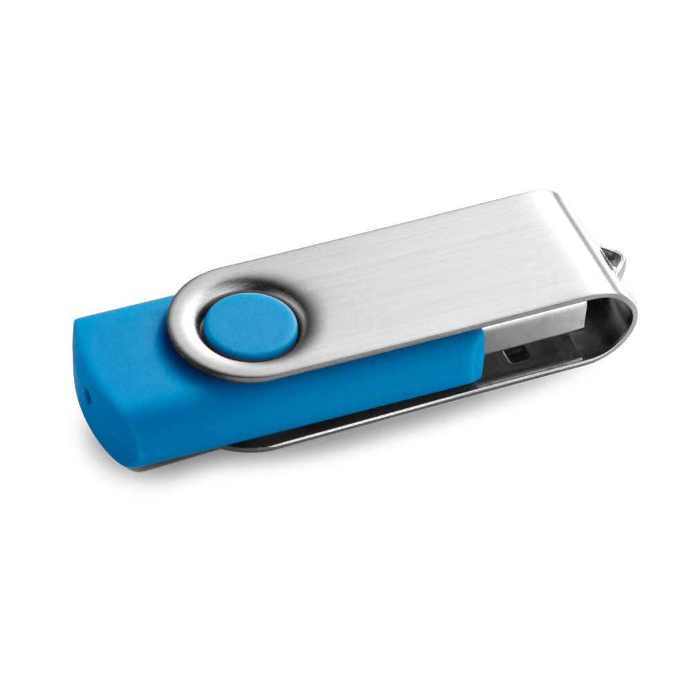 CLAUDIUS 16GB. Μονάδα flash USB 16 GB με μεταλλικό κλιπ - Γαλάζιο