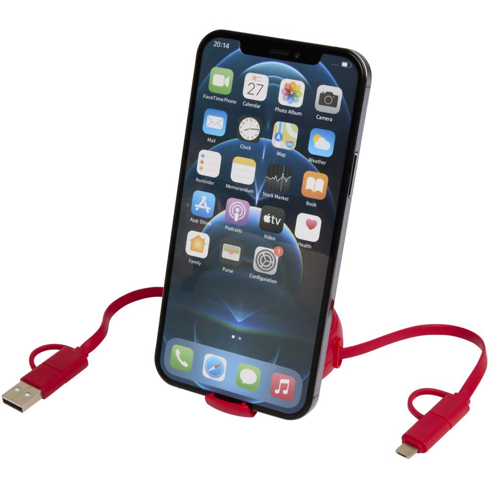 Alasia 5-in-1 100 cm recycled plastic and aluminium retractable data sync and 45W fast charge cable