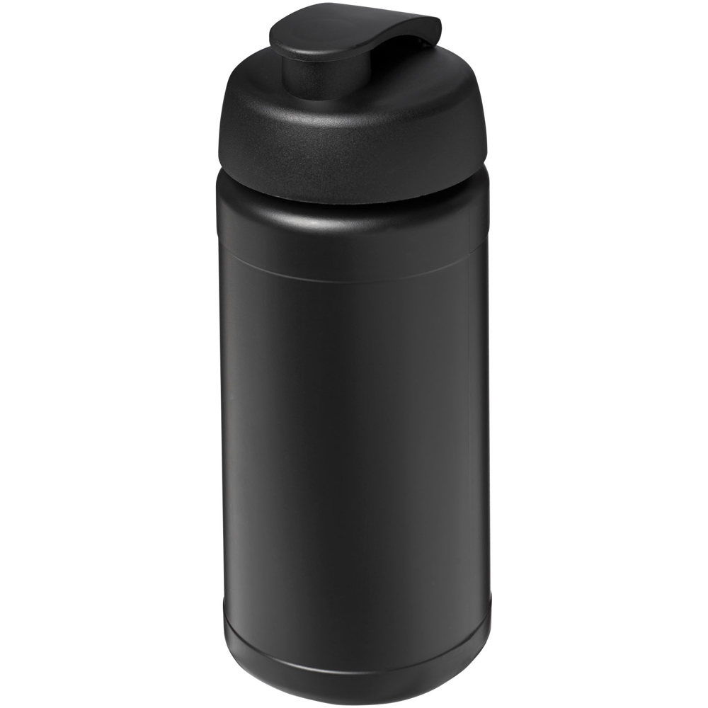 Baseline 500 ml recycled sport bottle with flip lid - Black, Black