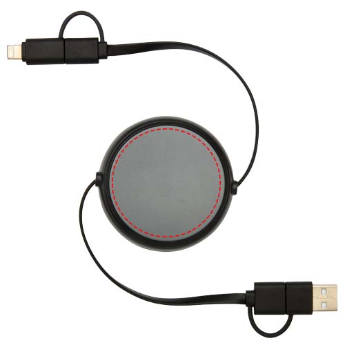 Alasia 5-in-1 100 cm recycled plastic and aluminium retractable data sync and 45W fast charge cable