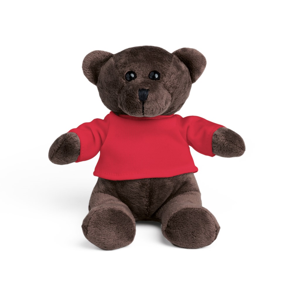 BEAR. Λούτρινο παιχνίδι αρκουδάκι με μπλουζάκι - Κόκκινο
