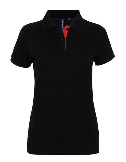 Asquith & Fox - Women´s Classic Fit Contrast Polo - Black, Red