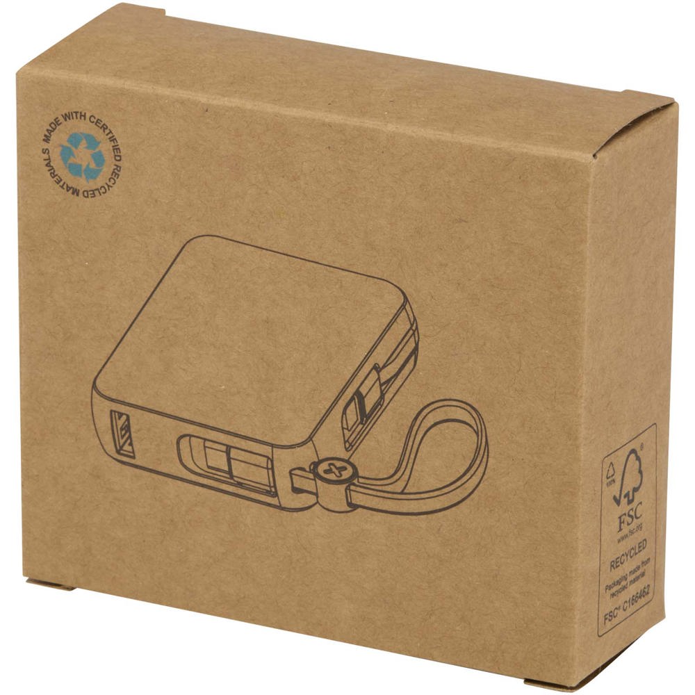 Acrux 10.000 mAh 35W tablet power bank with built in Type-C cable - made from recycled plastic