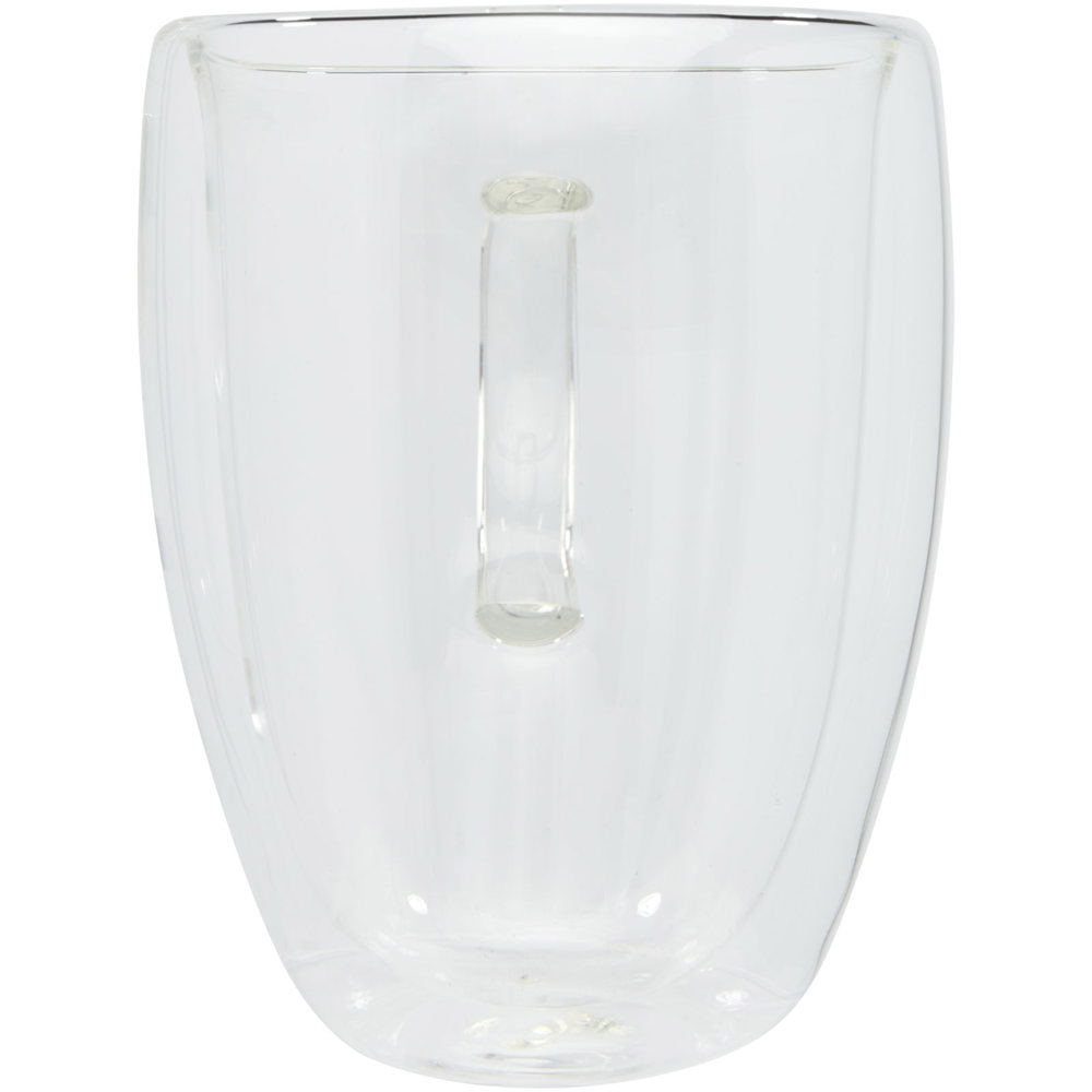Manti 2-piece 350 ml double-wall glass cup with bamboo coaster 