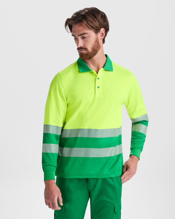 AV ATRIO LONG SLEEVE POLO SHIRT S/XL FLUOR YELLOW